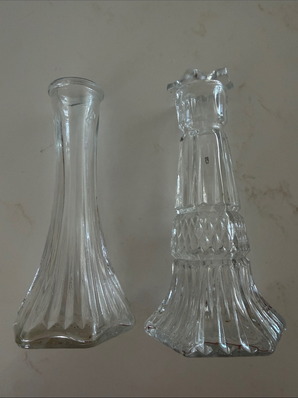 3/$25 Vintage Clear Glass Bud Vases Set - Elegant Home Accents